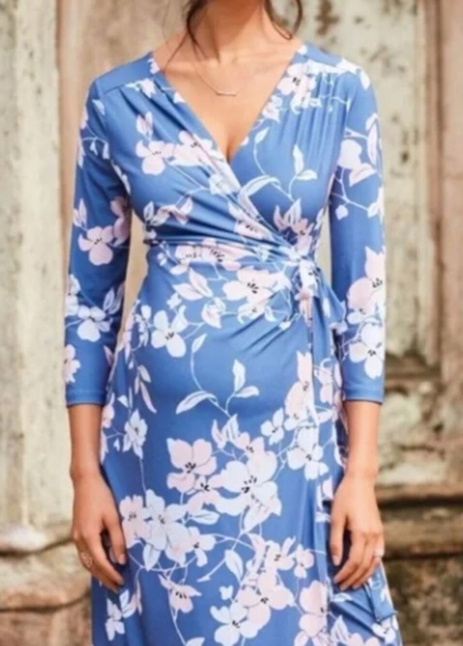 A Pea in the Pod Purple Floral Wrap Dress Size S